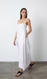 Askılı Maxi Poplin Elbise