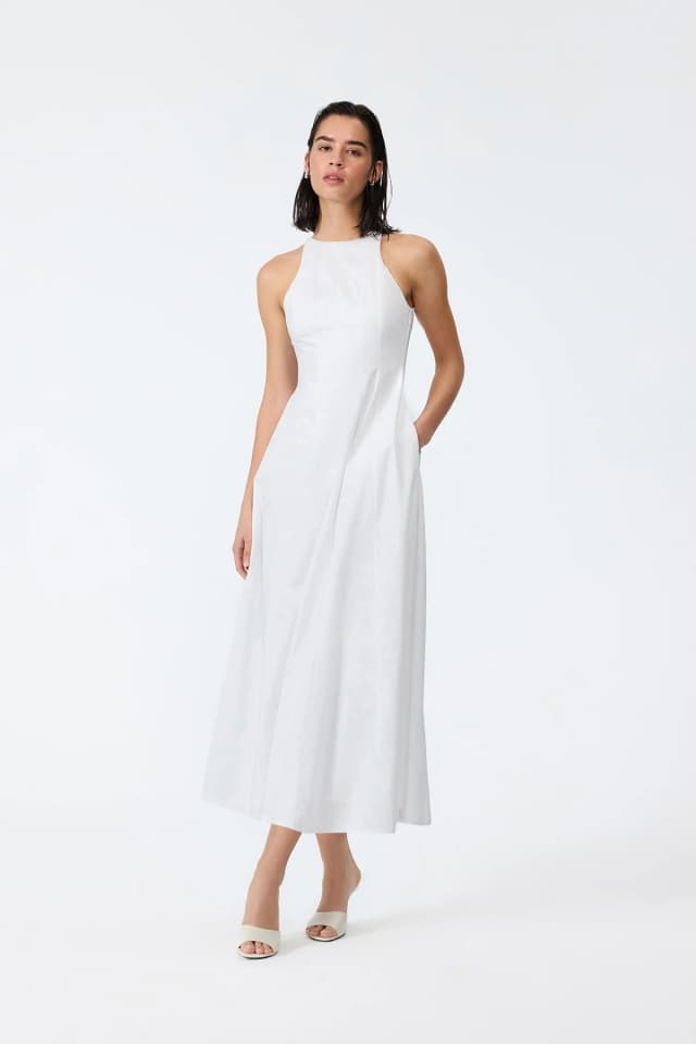 Flowing halter yaka elbise